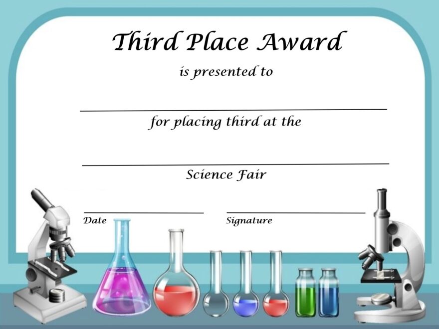10 Science Fair 3rd Place Award Certificates Bell 2 Bell Worksheets Library