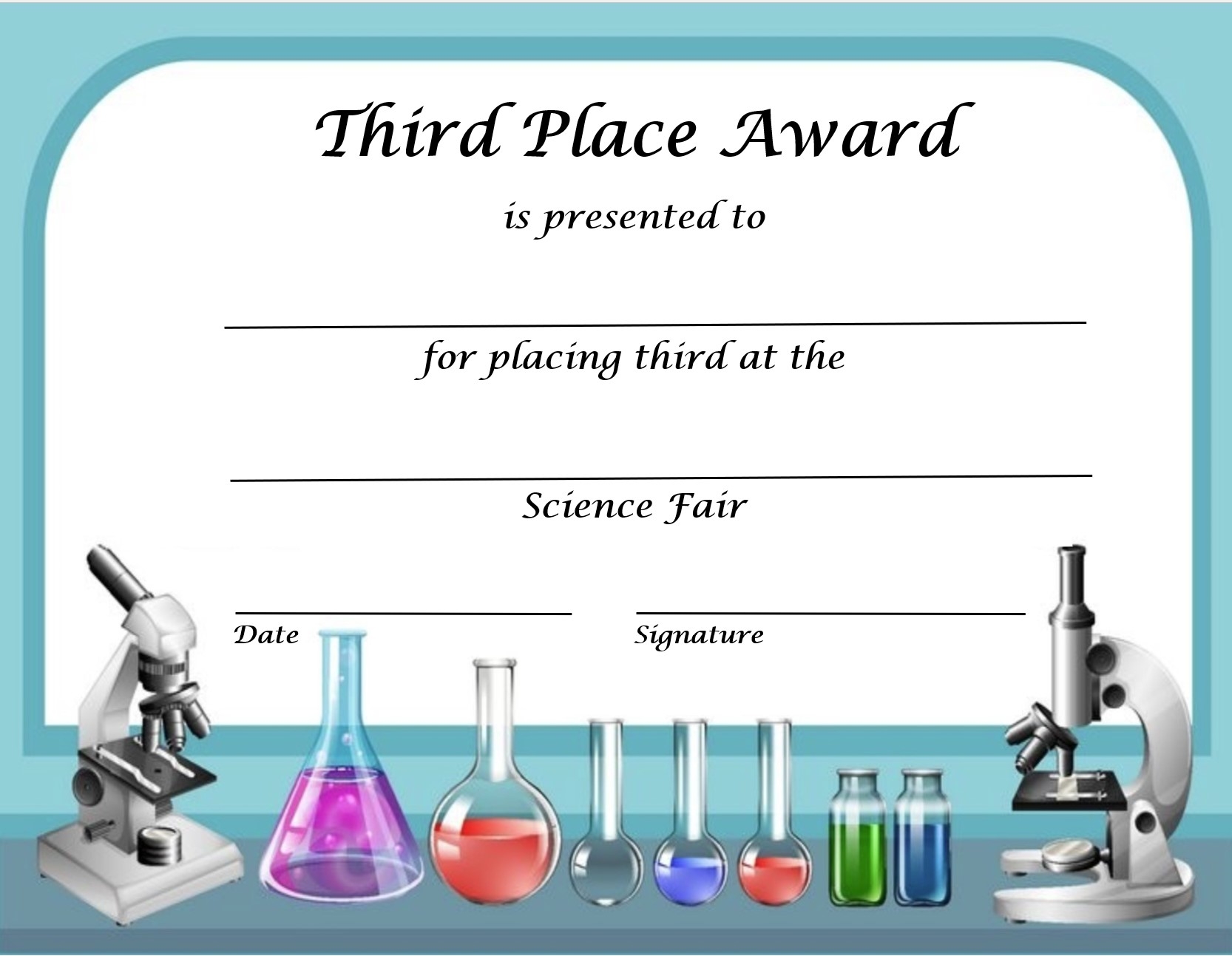 10 Science Fair 3rd Place Award Certificates Bell 2 Bell Worksheets Library