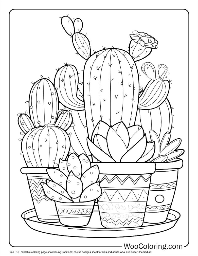 100 Cactus Coloring Pages Free PDF To Print Woo Coloring