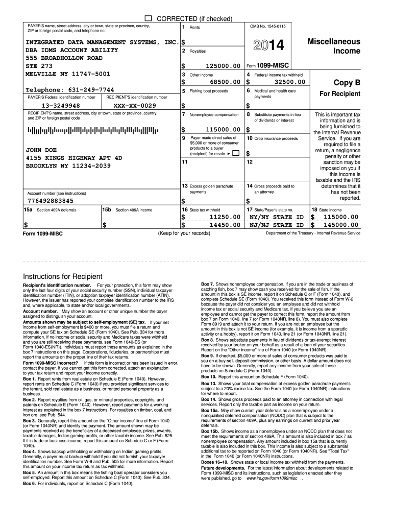 Free Printable 1099 Misc Tax Form Template 2025