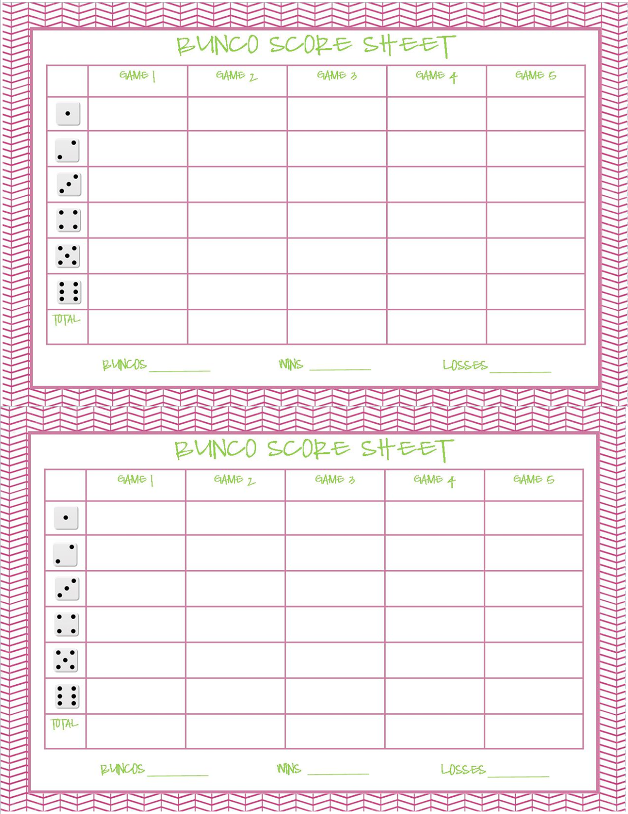 Free Printable Bunco Score Sheets Fall