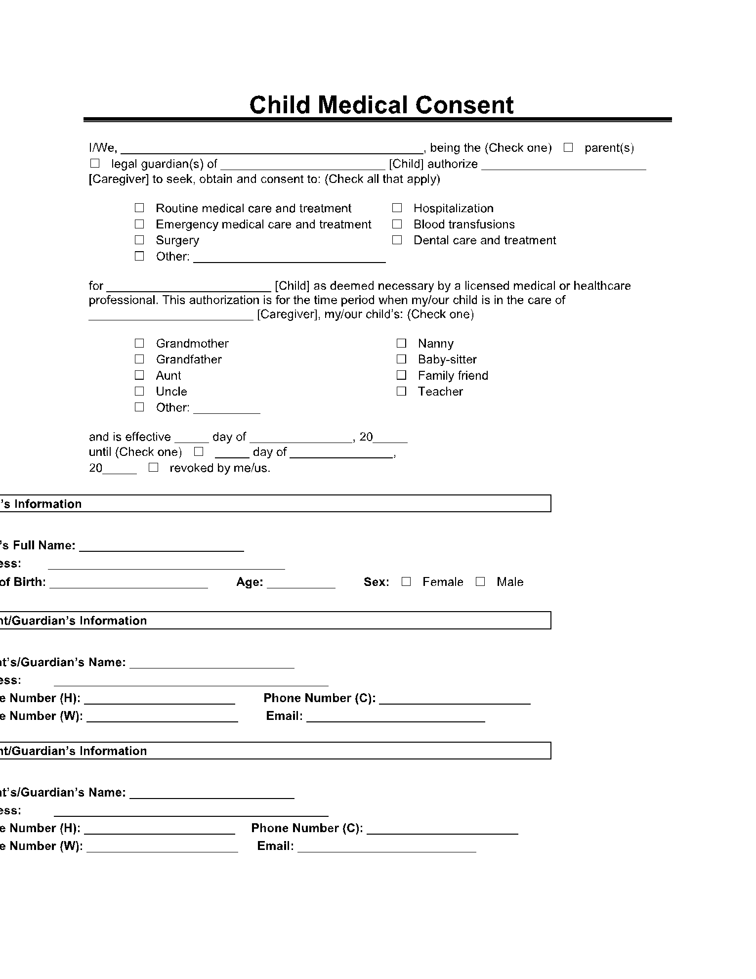 15 Free Printable Medical Consent Forms For Adults Free To Edit Download Print CocoDoc