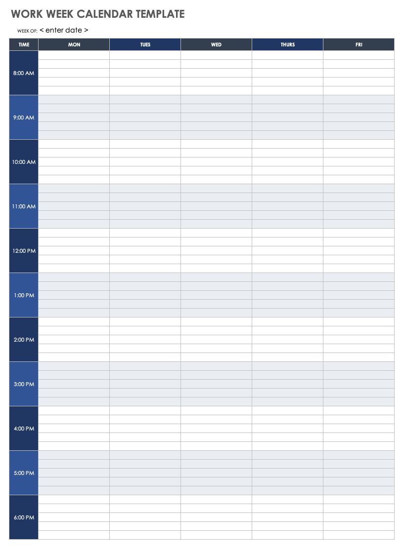 Week Time Calendar Printable