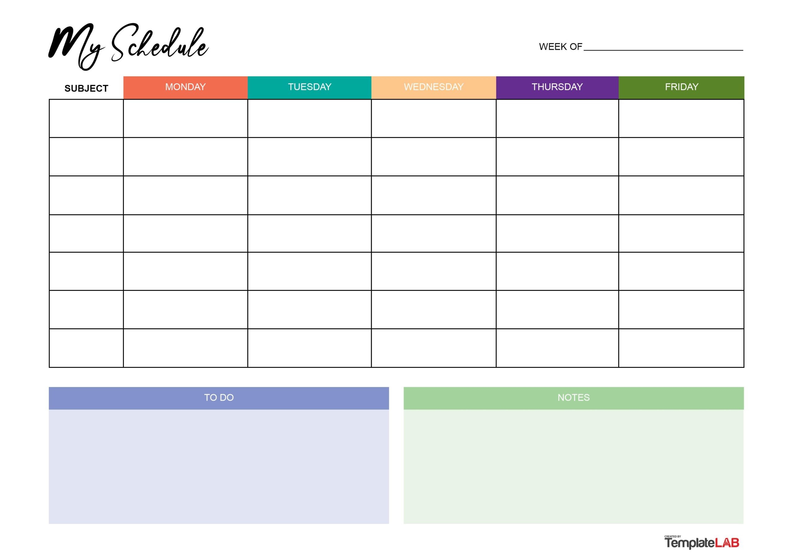 Printable Work Week Calendar