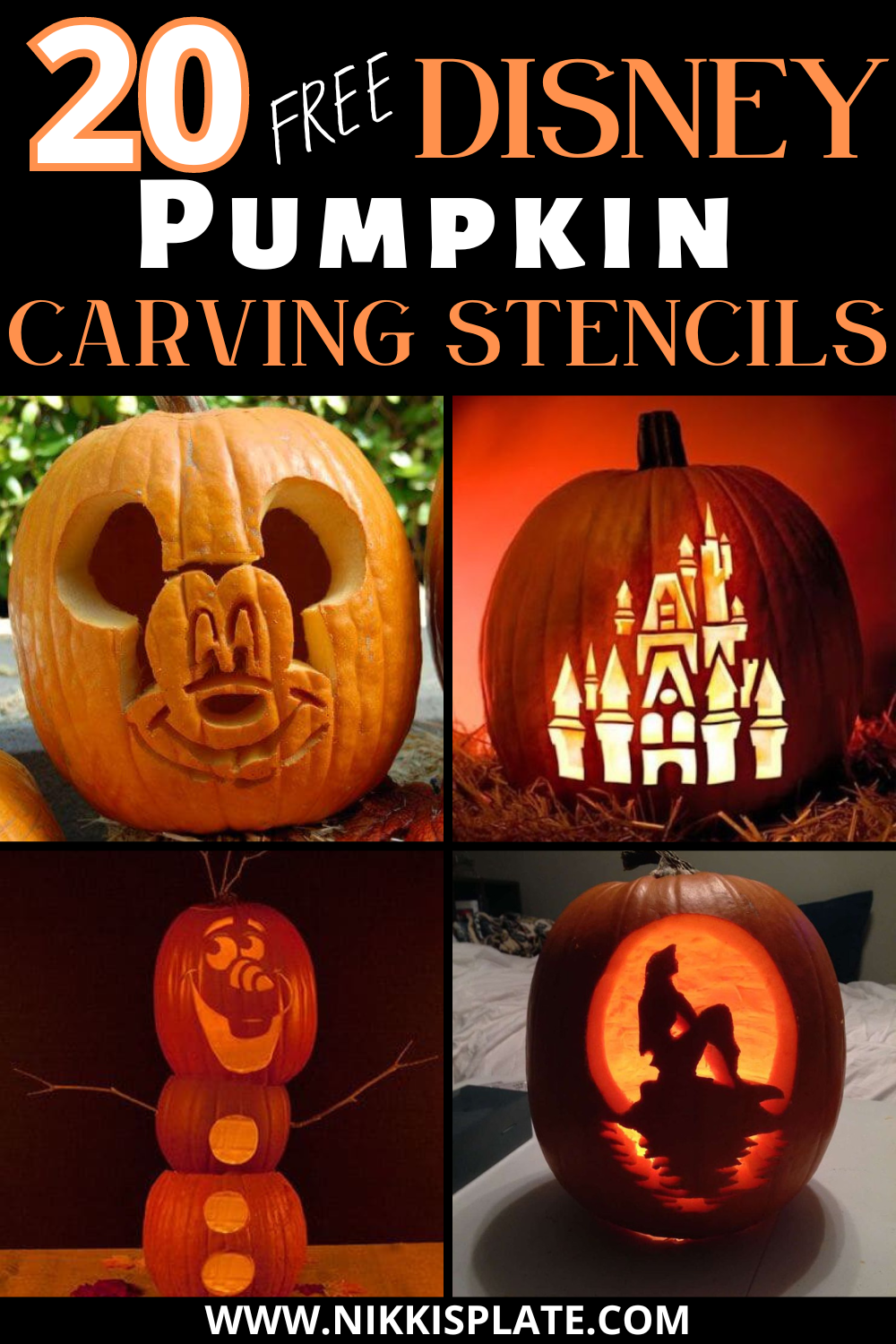 20 FREE Disney Pumpkin Carving Stencils Printables NP