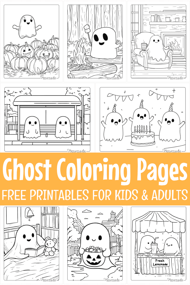 20 Free Ghost Coloring Pages For Kids PDF Printables 