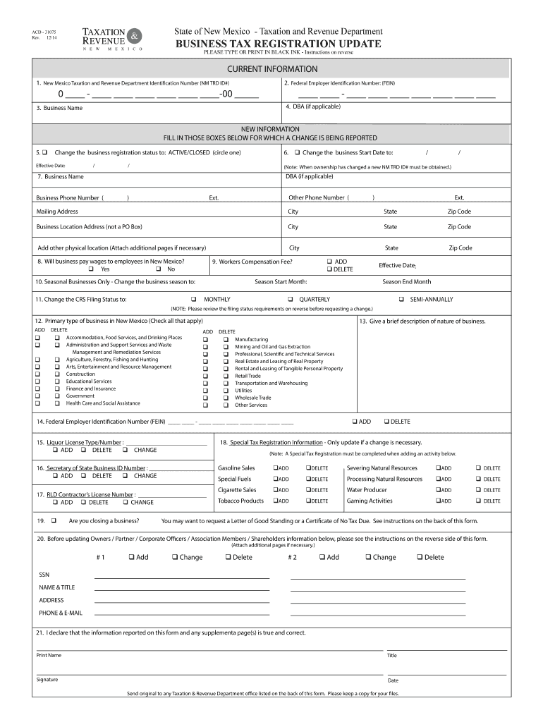 2014 2025 Form NM TRD ACD 31075 Fill Online Printable Fillable Blank PdfFiller