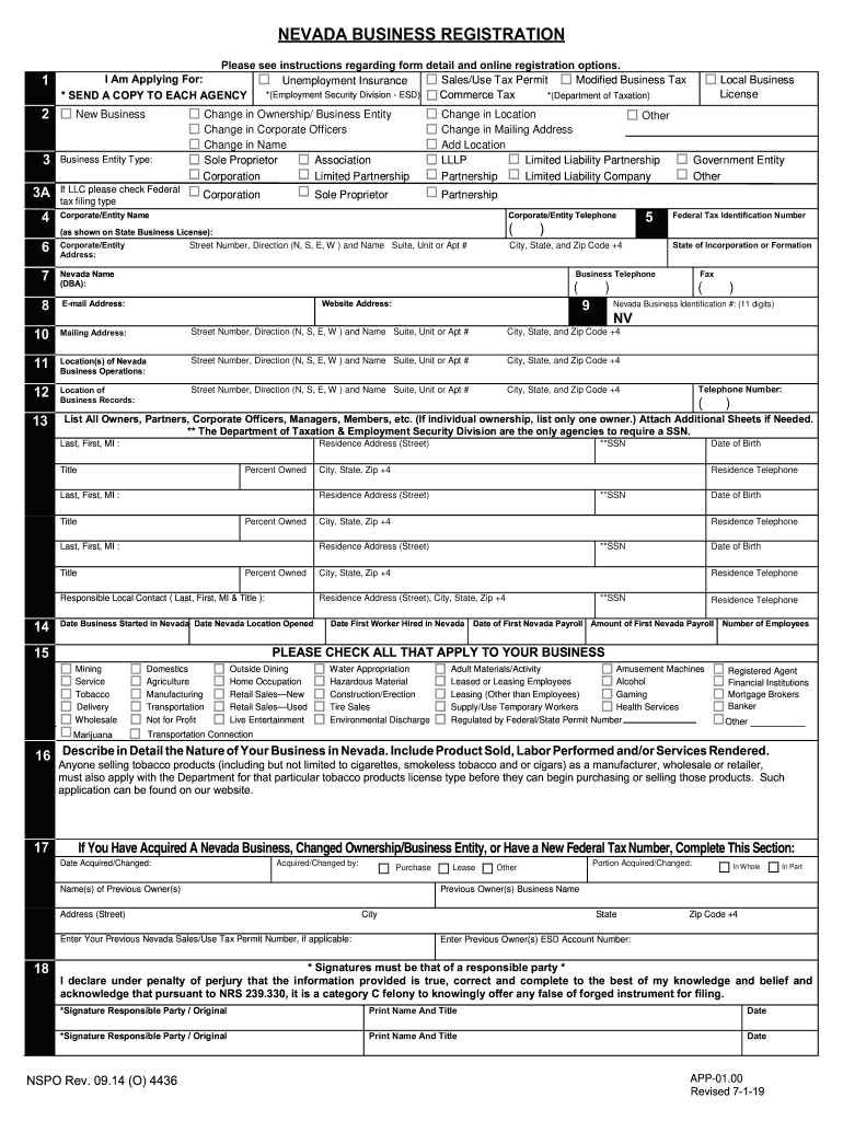 2019 2025 Form NV APP 01 00 Fill Online Printable Fillable Blank PdfFiller