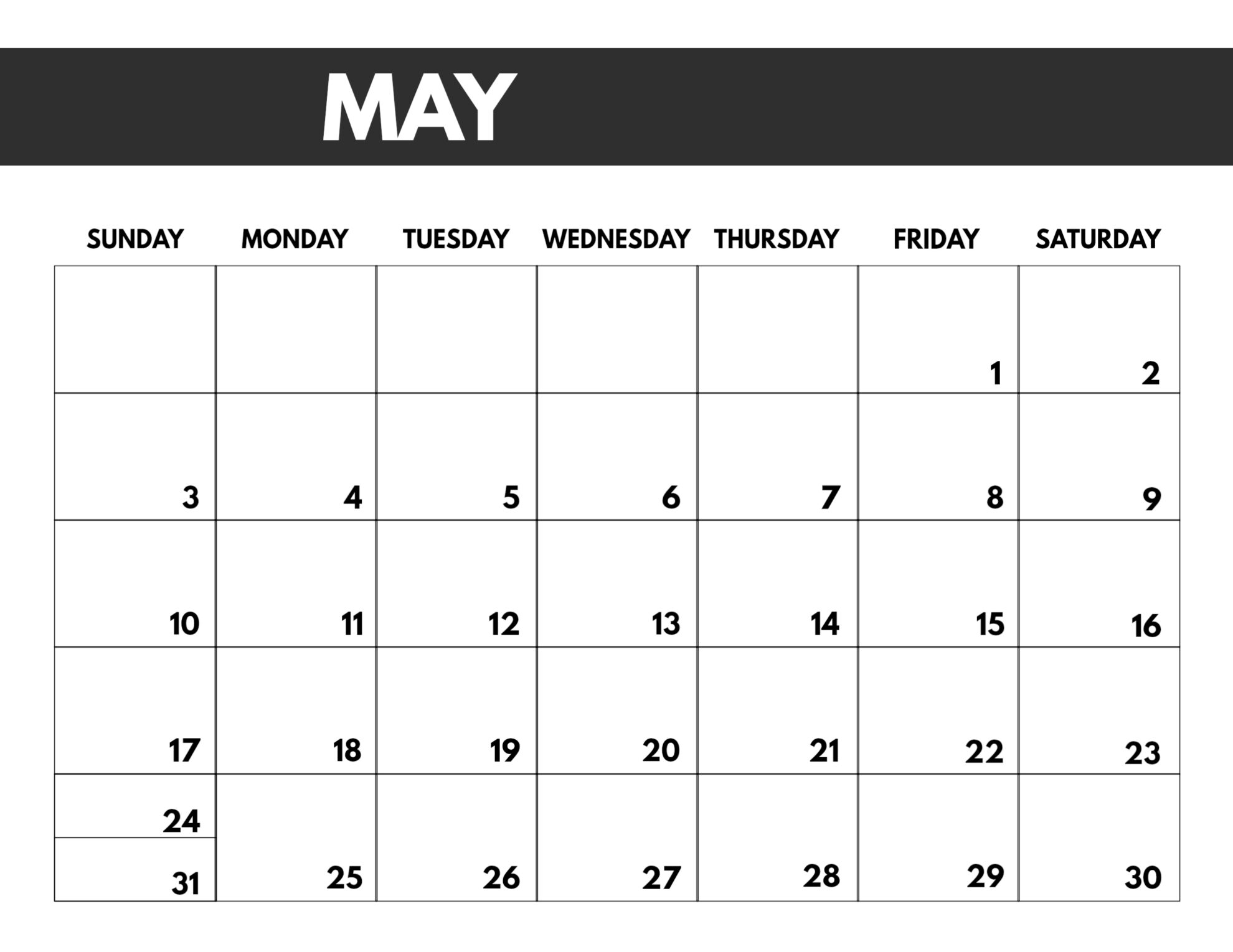 Free Printable Monthly Calendar Template