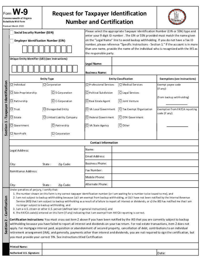 2025 Form W 9 Printable