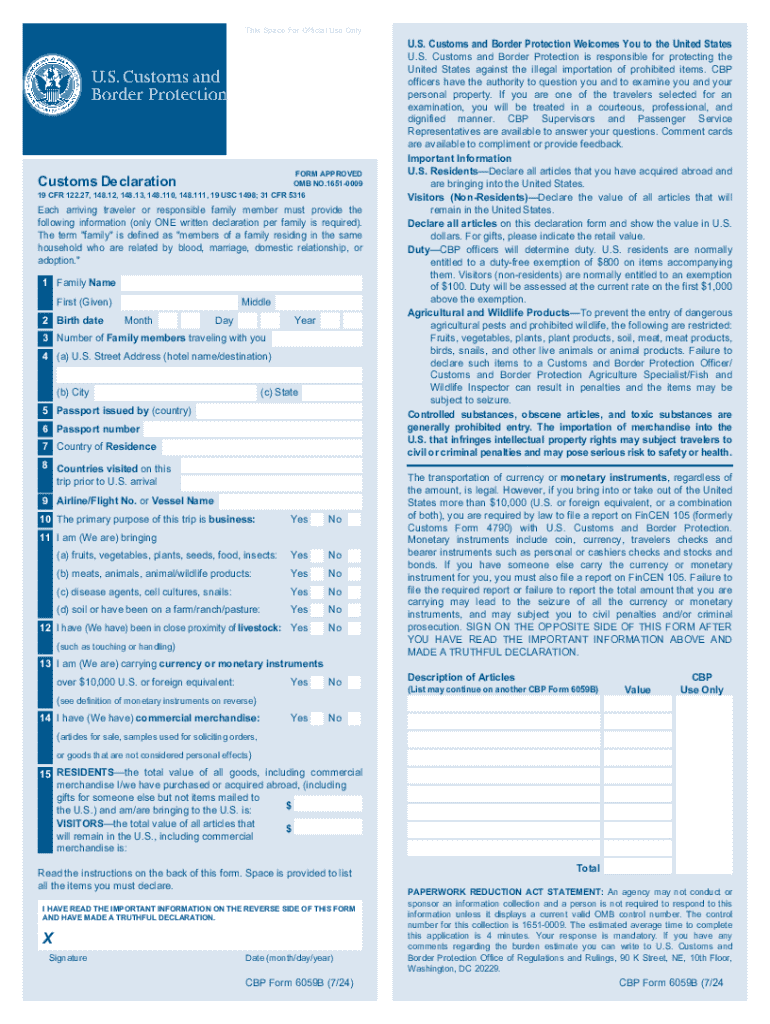 2024 Form CBP 6059B Fill Online Printable Fillable Blank PdfFiller