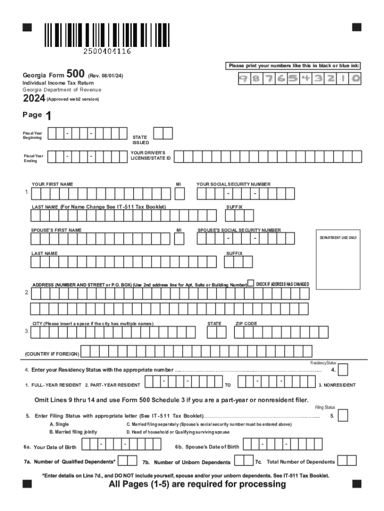 2024 Form GA DoR 500 Fill Online Printable Fillable Blank PdfFiller