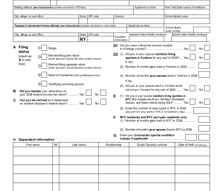 2024 Form NY DTF IT 201 Fill Online Printable Fillable Blank PdfFiller