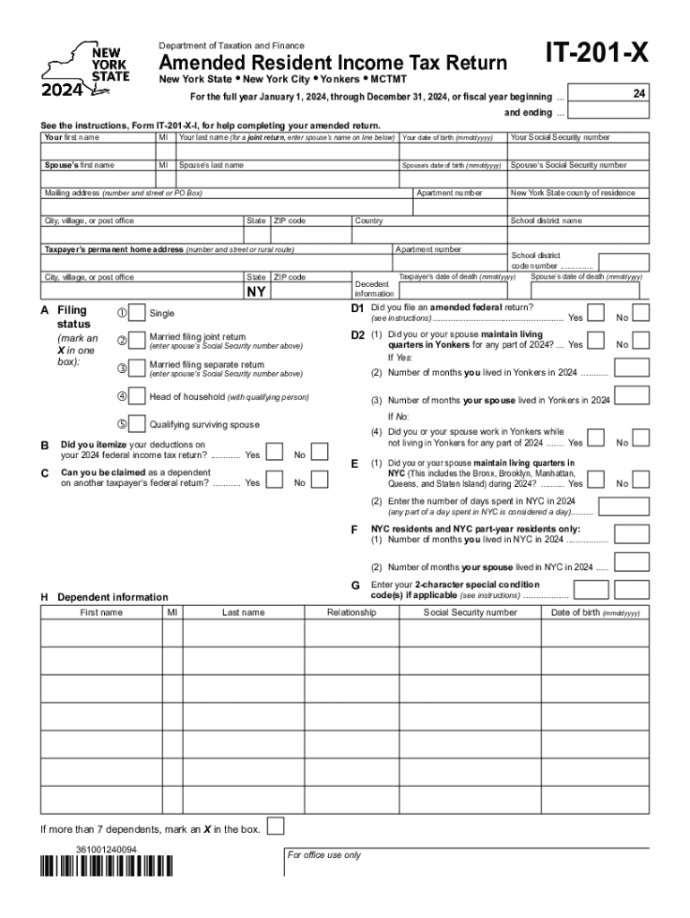 2024 Form NY DTF IT 201 X Fill Online Printable Fillable Blank PdfFiller