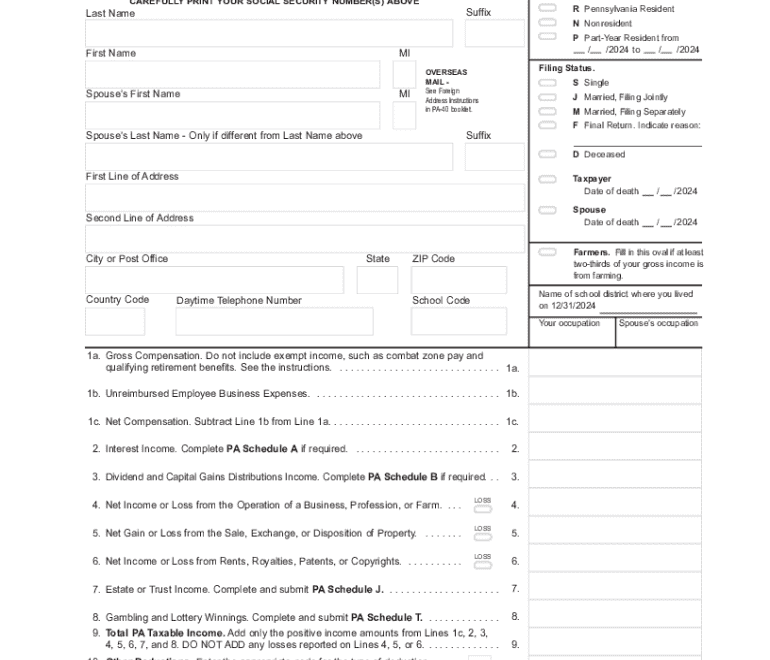 2024 Form PA DoR PA 40 Fill Online Printable Fillable Blank PdfFiller