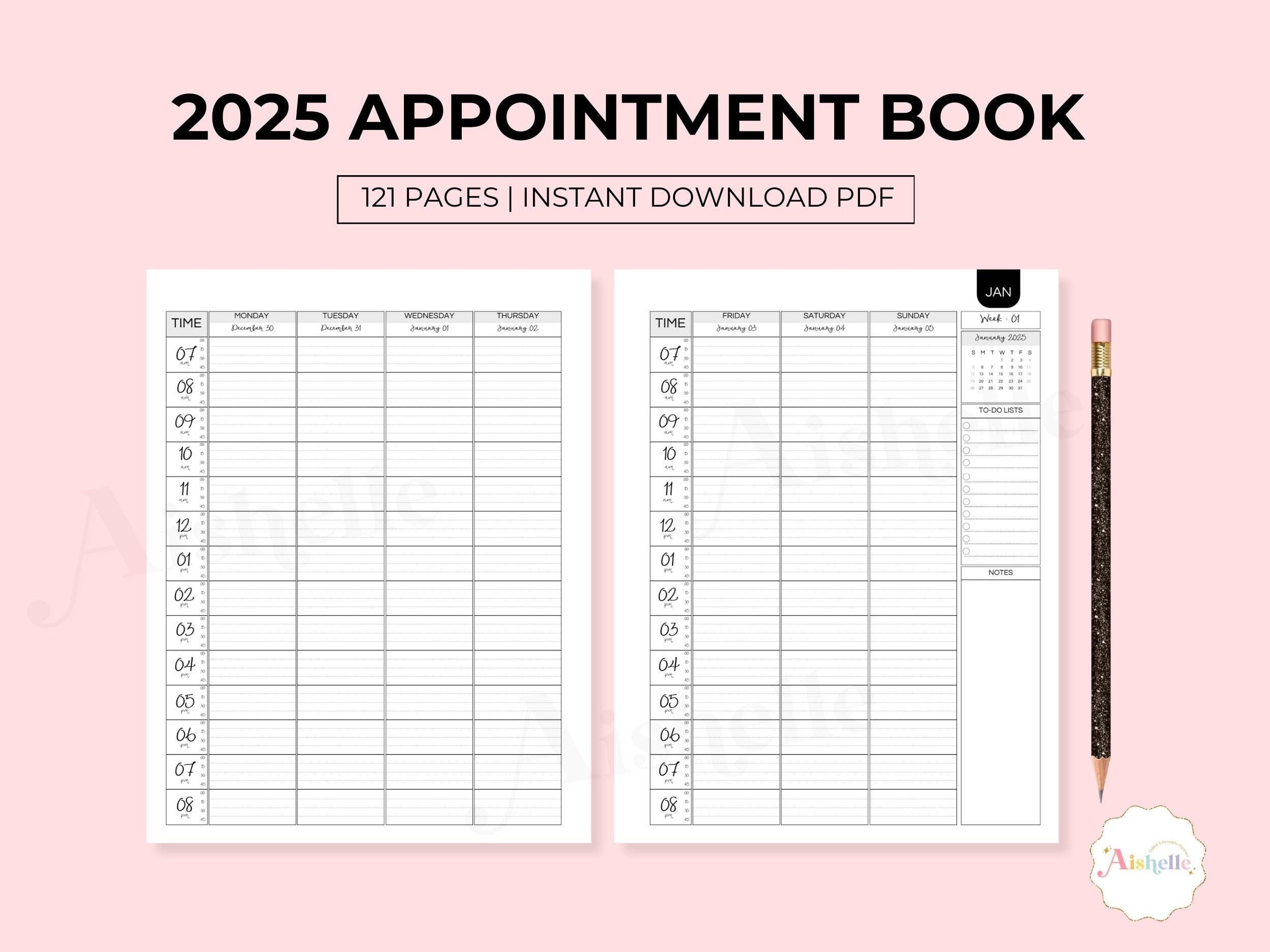 2025 Appointment Book Printable Appointment Planner With 15 Minute Increments PERSONAL USE Etsy