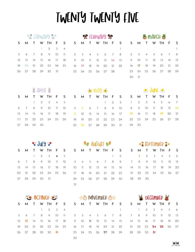 2025 Hourly Daily Calendars All 365 Days Printabulls