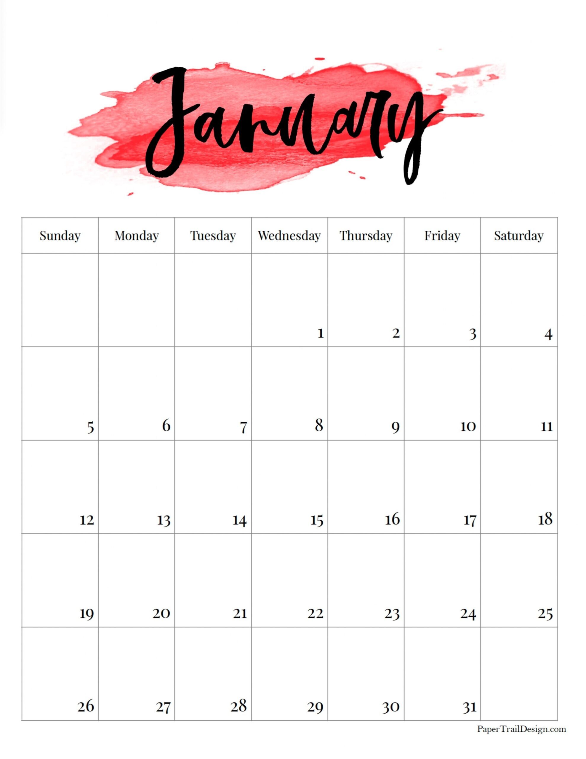 Cute Printable Calendar 2025 Watercolor