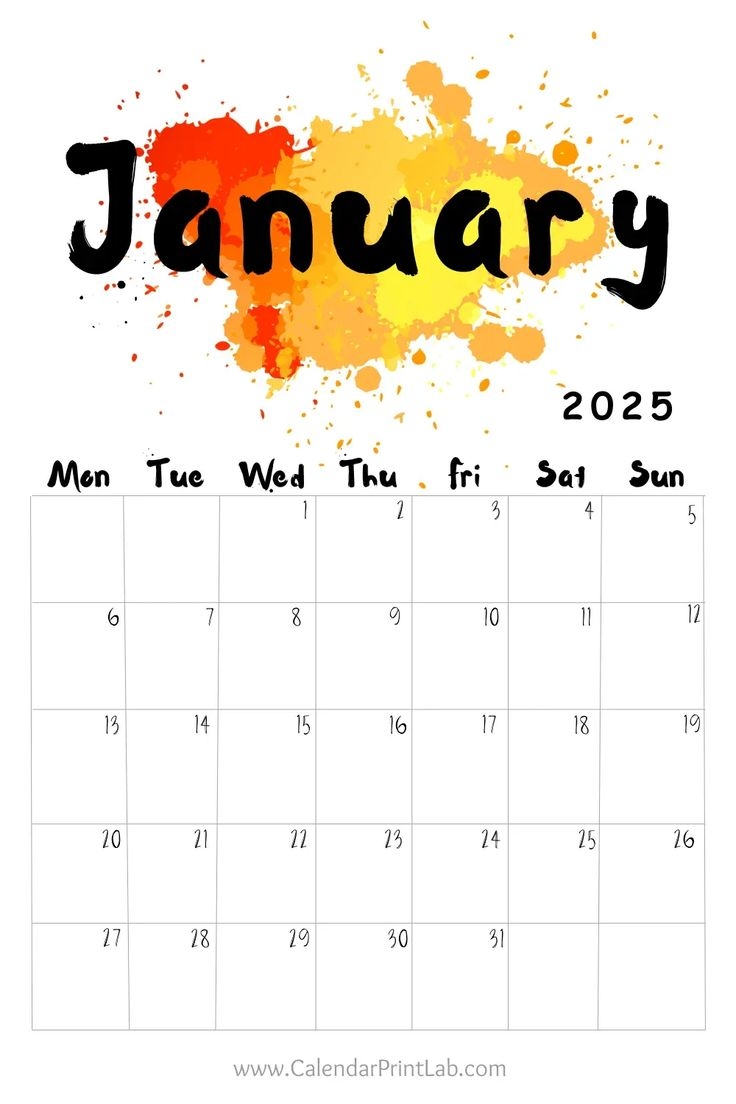2025 Watercolor Calendar Printable