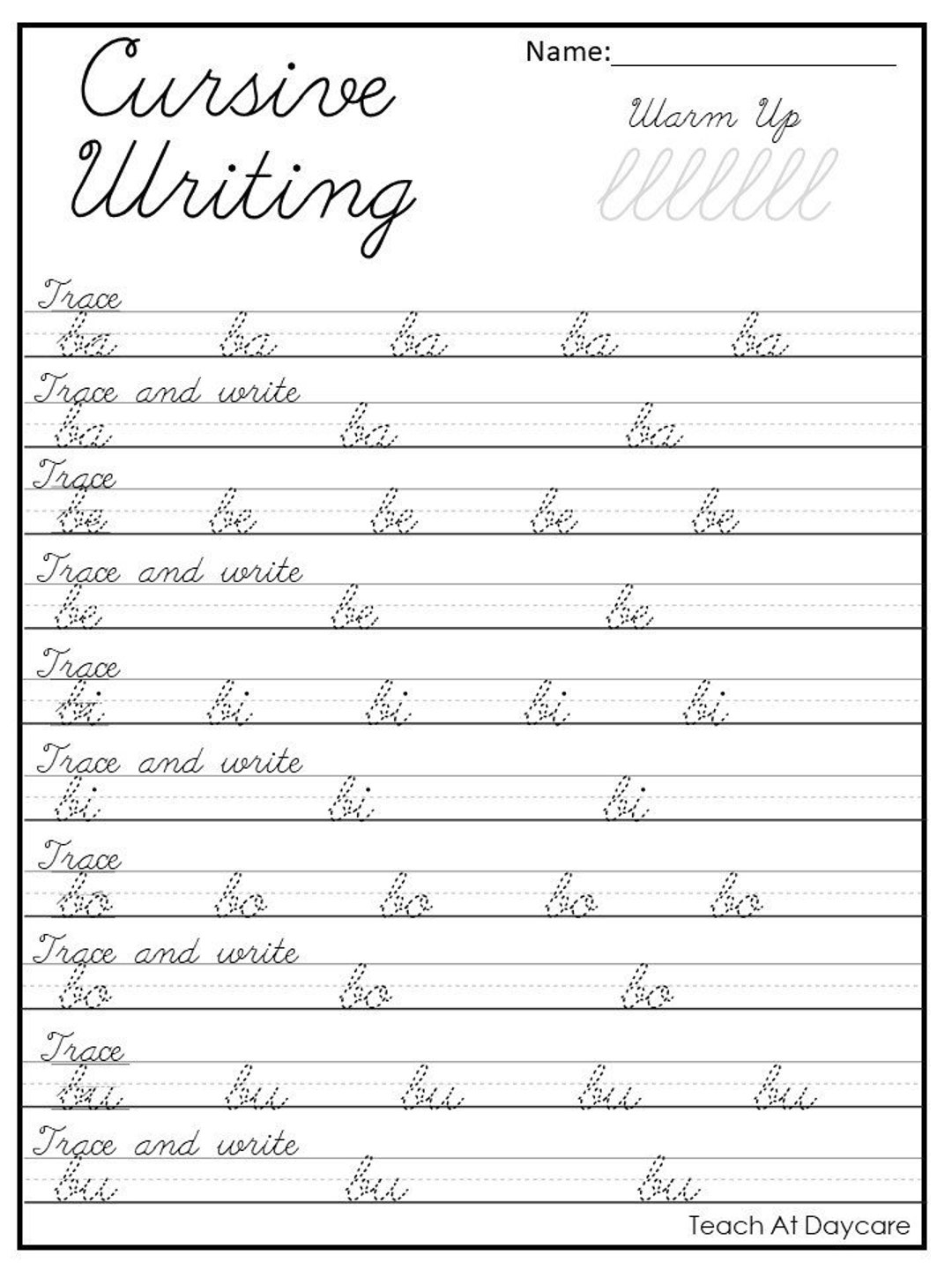 Printable Cursive Handwriting Worksheets