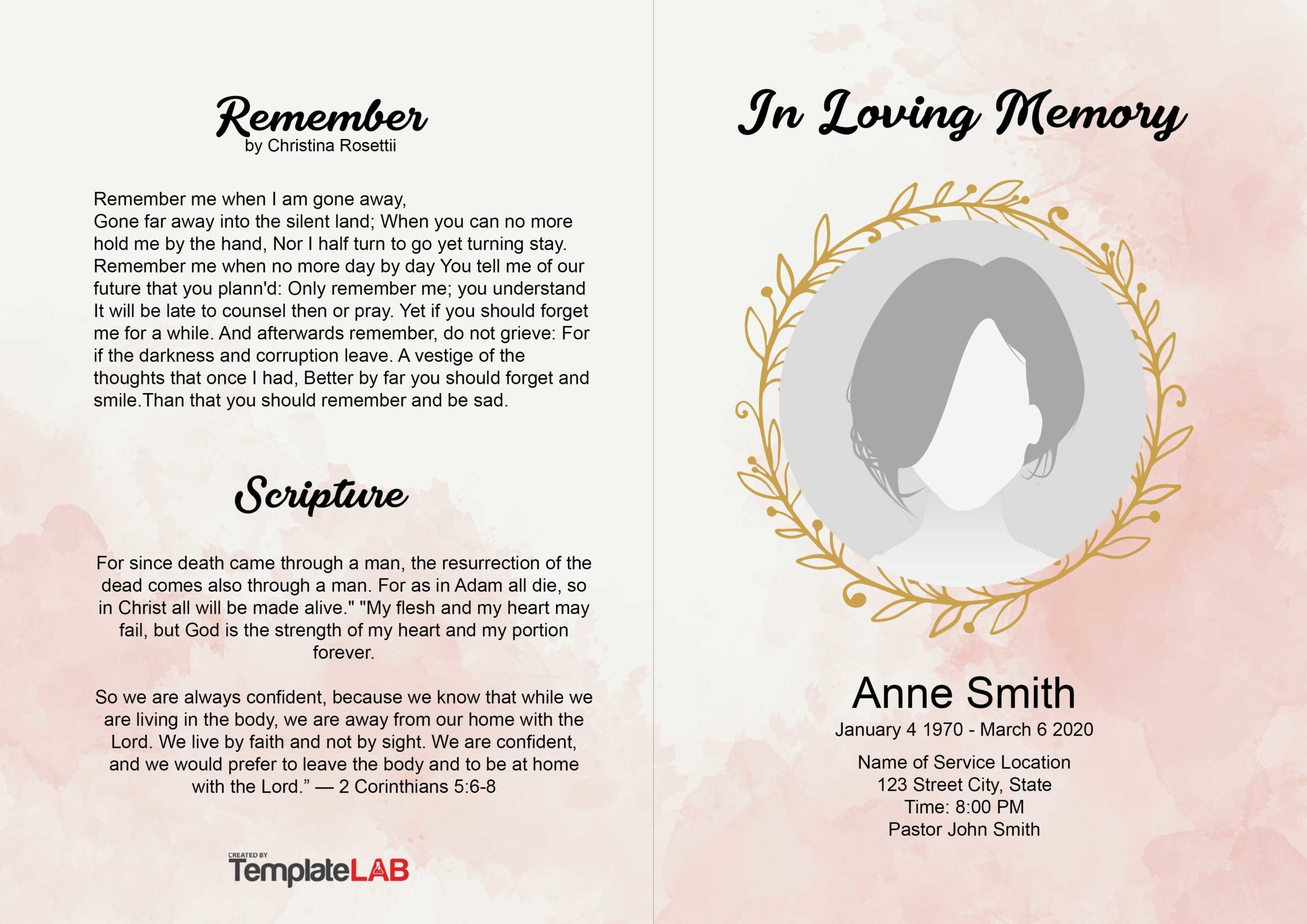 Free Printable Funeral Program Templates