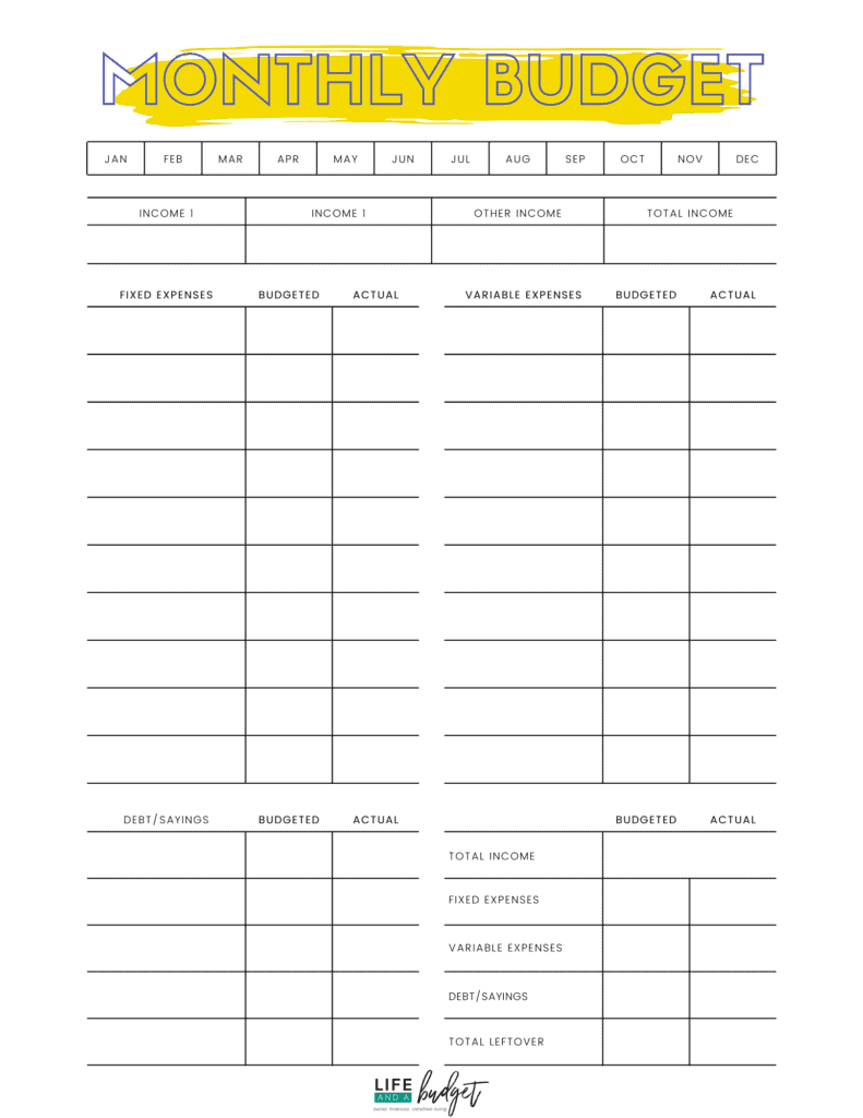 Beginner Printable Budget Worksheet