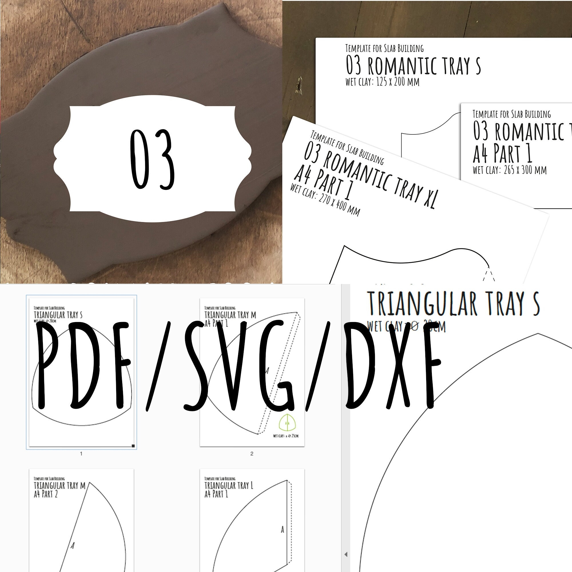 2d Print Template For Slab Building Romantic Plates Soap Holder Spoon Rest SVG Pdf DXF Cutter Number 3 Etsy
