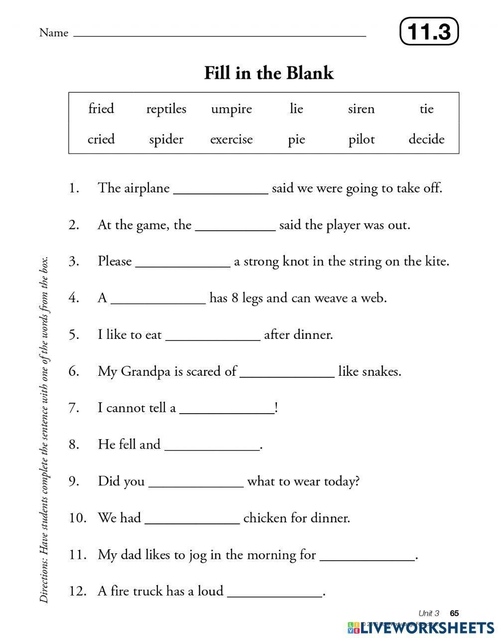 Free Printable 2nd Grade Language Arts Worksheets