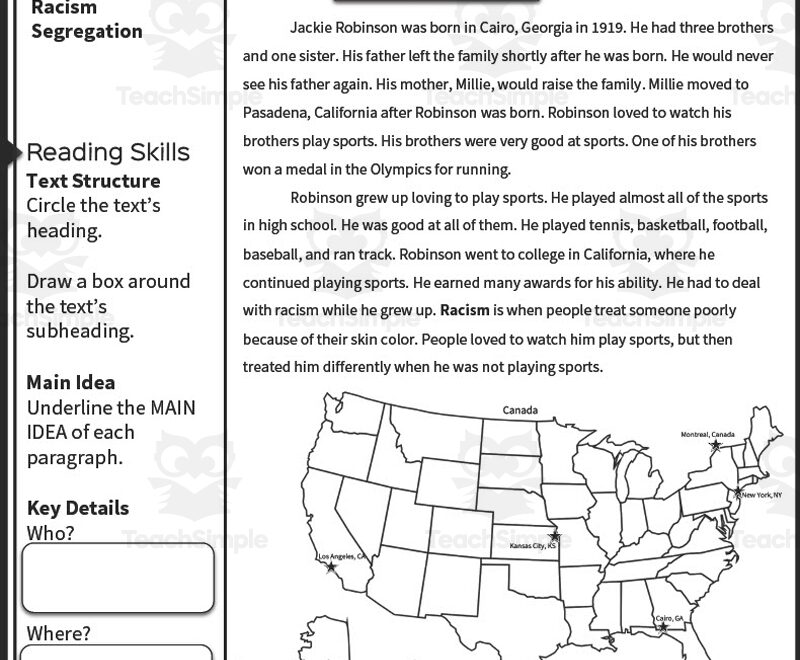 2nd Grade Reading Packet Jackie Robinson Worksheets Library