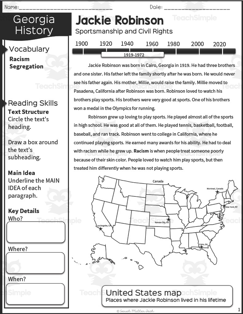 2nd Grade Reading Packet Jackie Robinson Worksheets Library