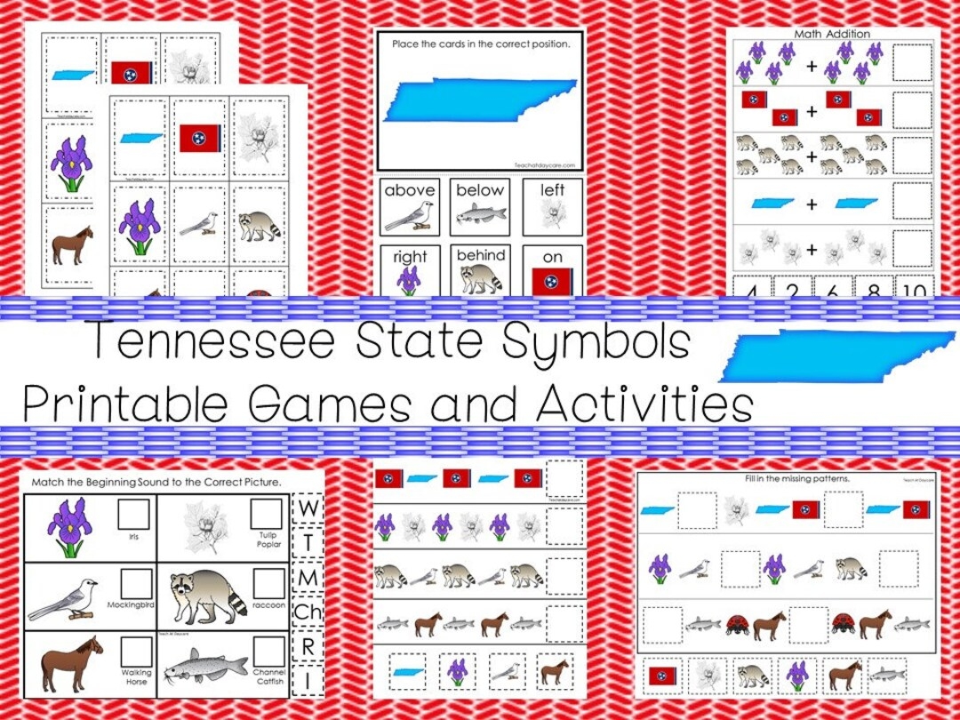 30 Tennessee State Symbols Themed Learning Games Download ZIP File Preschool 1st Grade Educational Games And Alphabet Tracing Worksheets Etsy Israel
