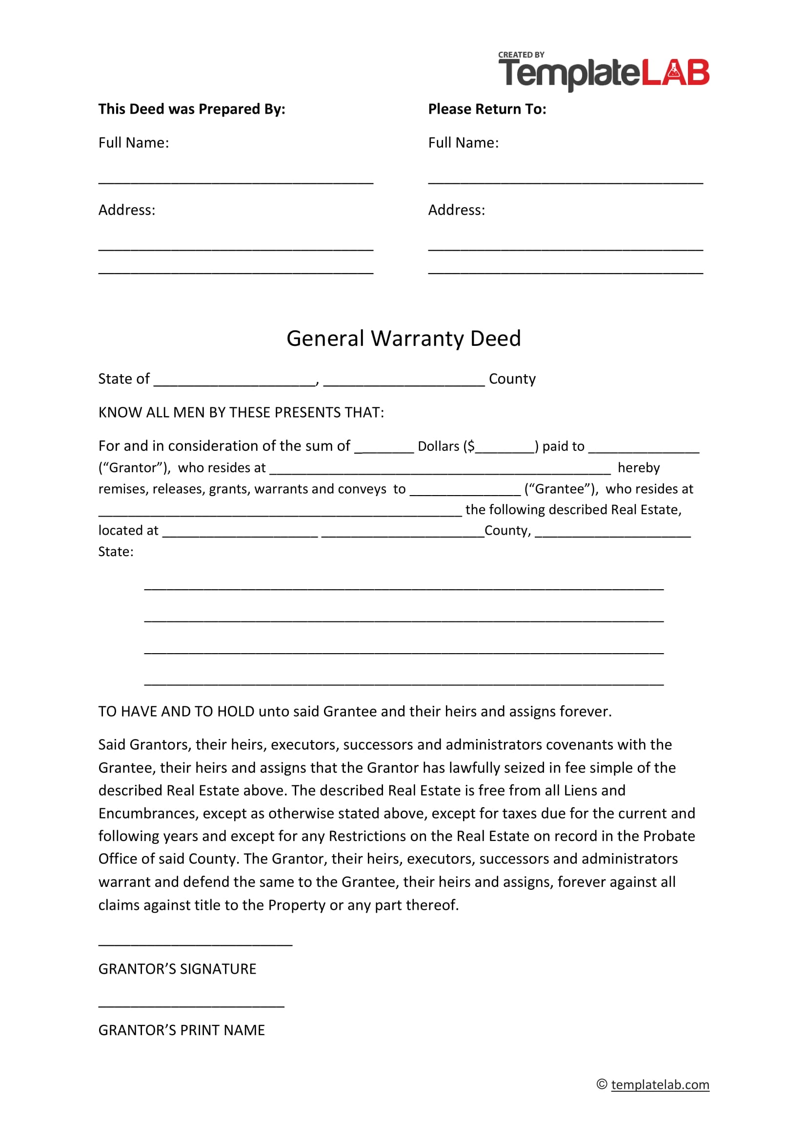 38 Warranty Deed Templates Forms General Special 