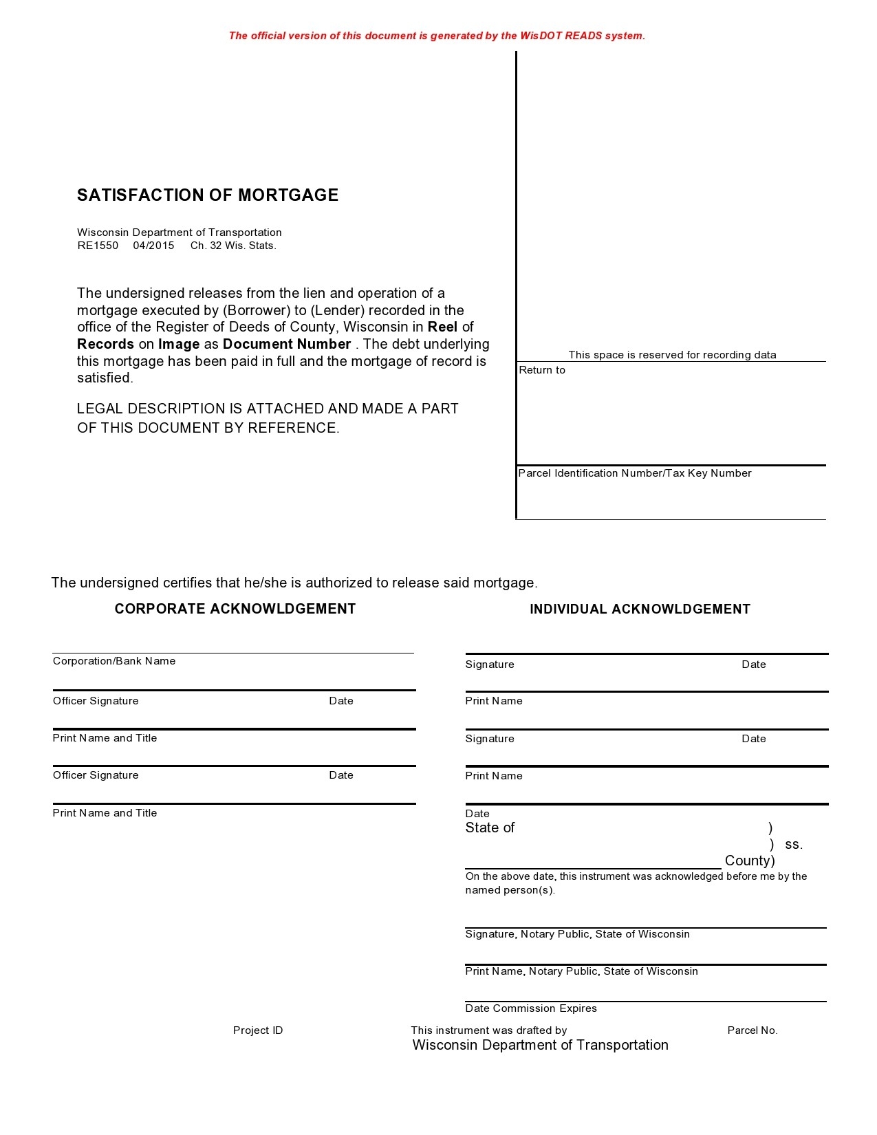 Free Printable Interactive Release Of Lien Mortgage Form