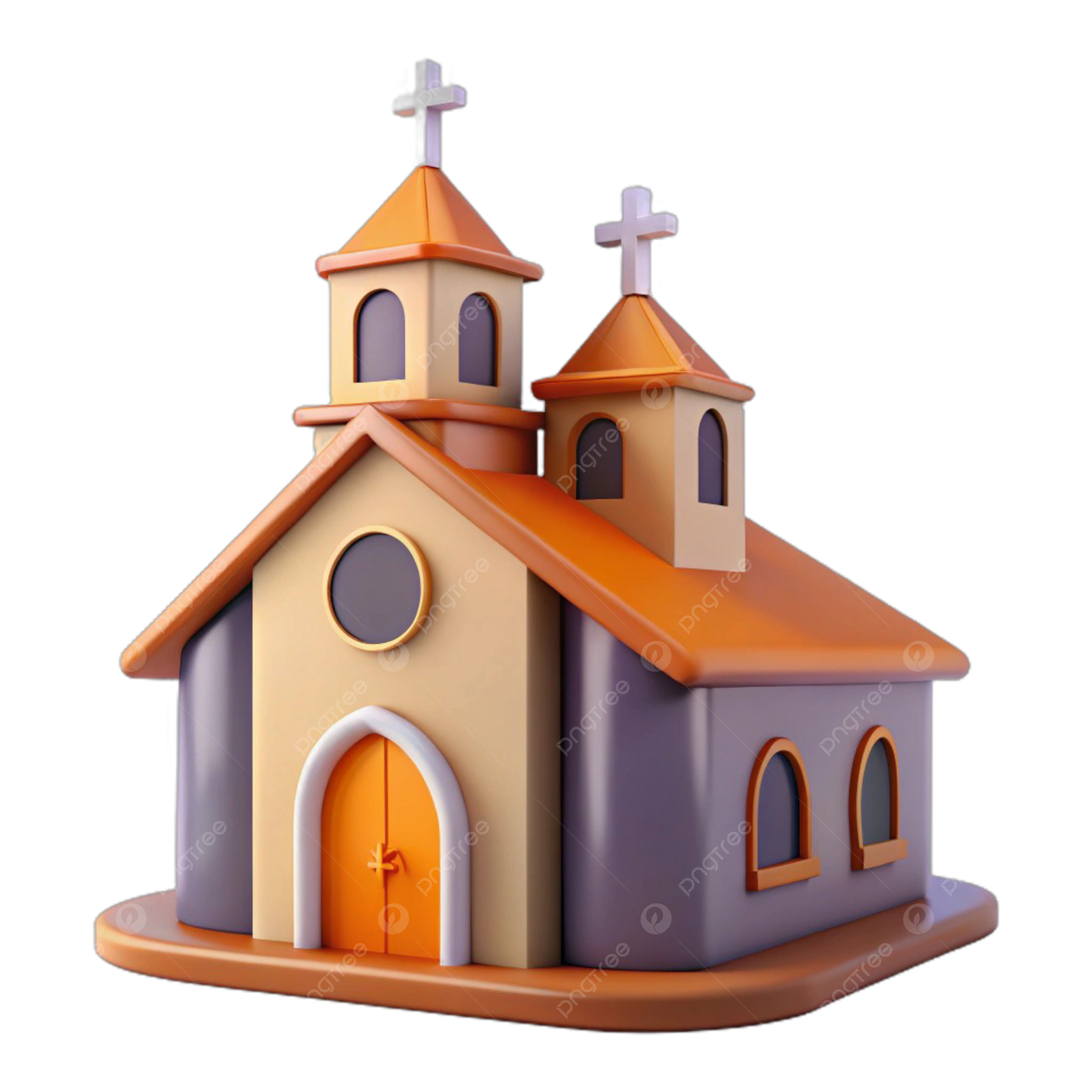 3d Cartoon Church With Twin Steeples And Crosses Church Clipart Cartoon Clipart 3d Clipart PNG Transparent Image And Clipart For Free Download