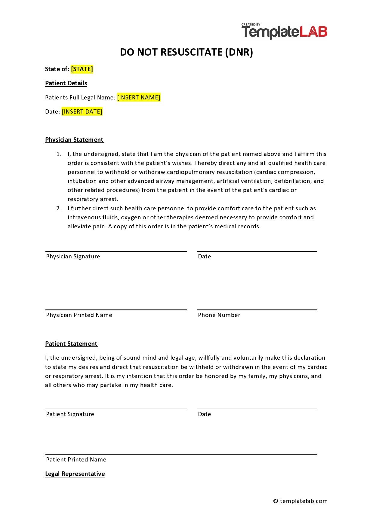 Printable Do Not Resuscitate Form Virginia