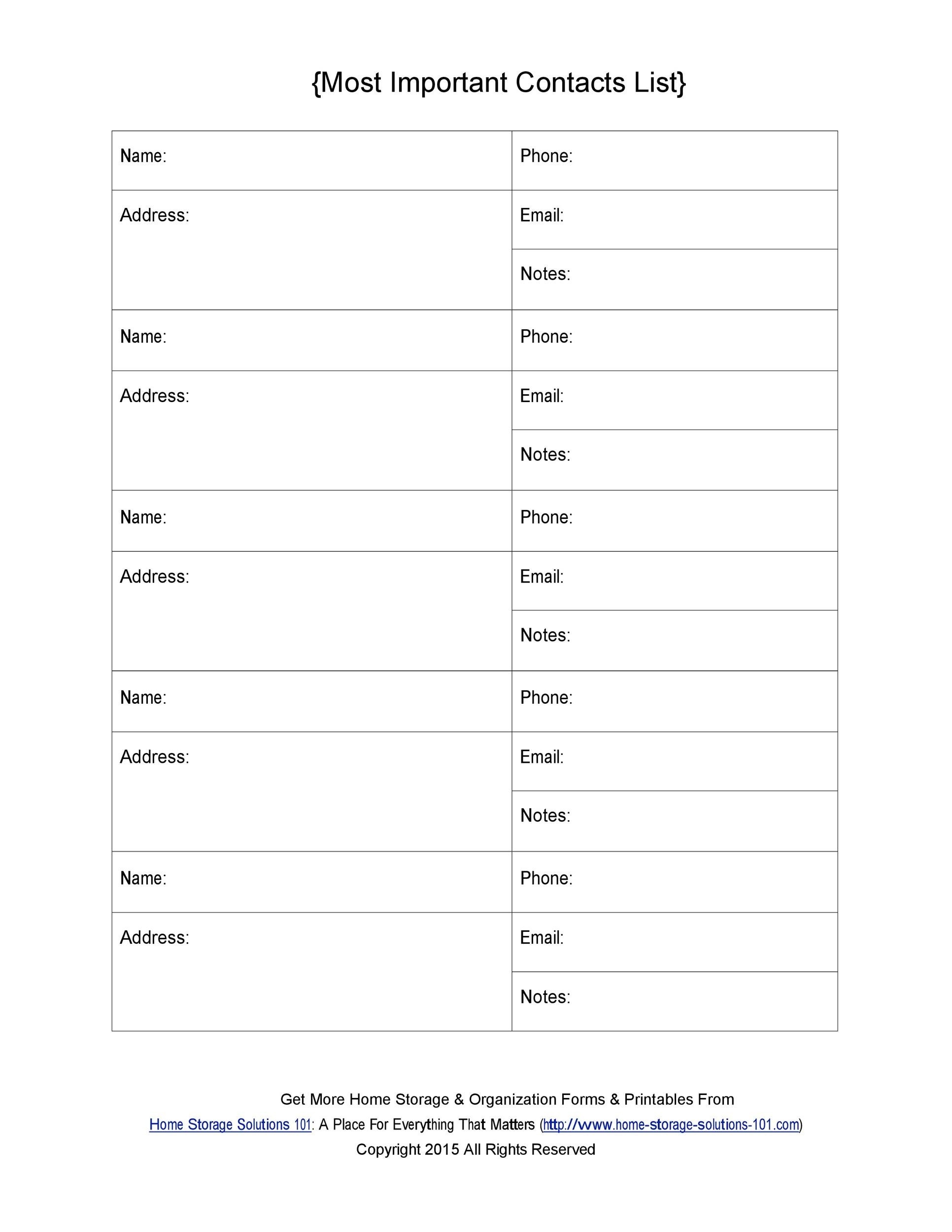 48 Phone Email Contact List Templates Word Excel PDF 