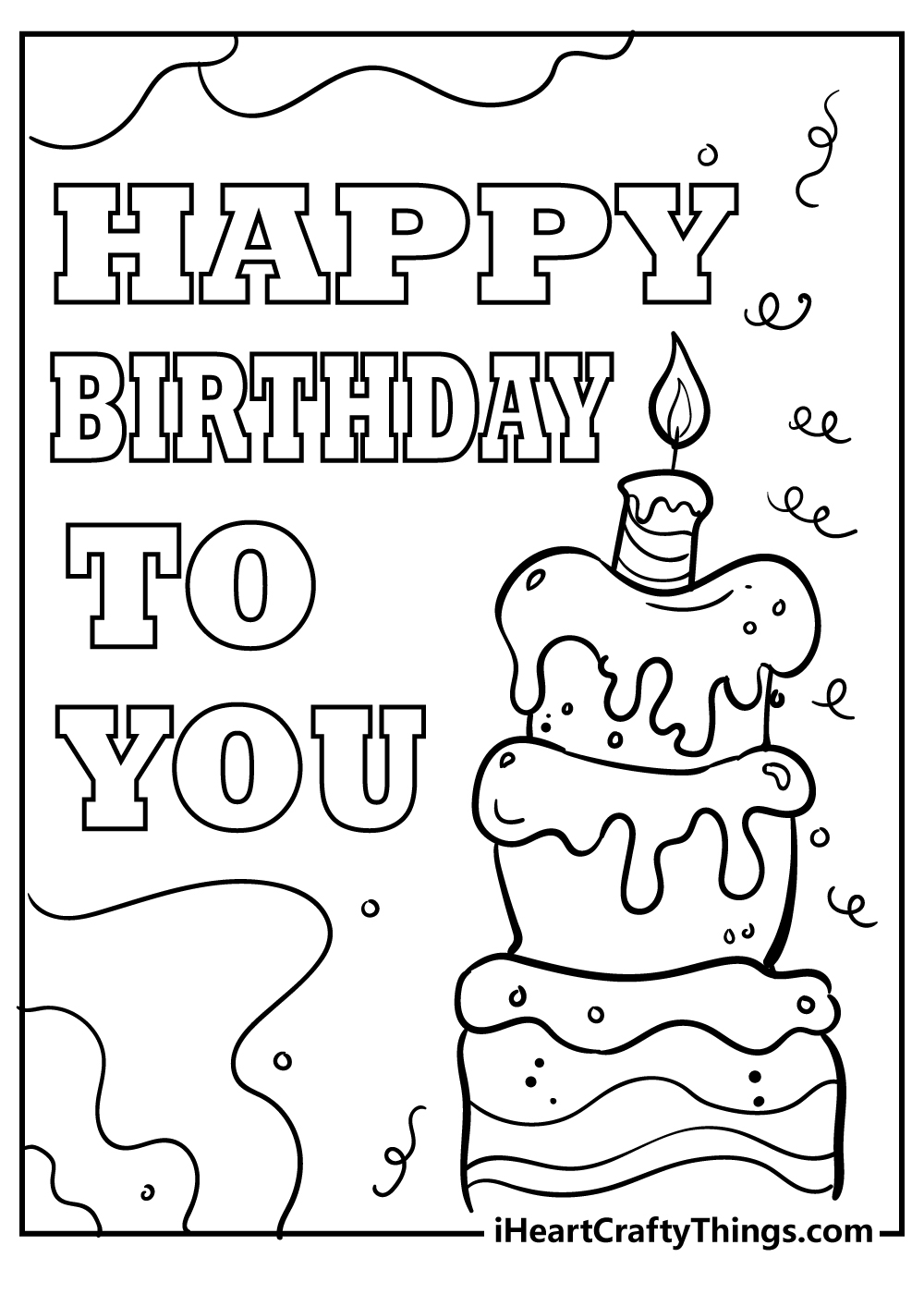 Happy Birthday Printable Coloring Card