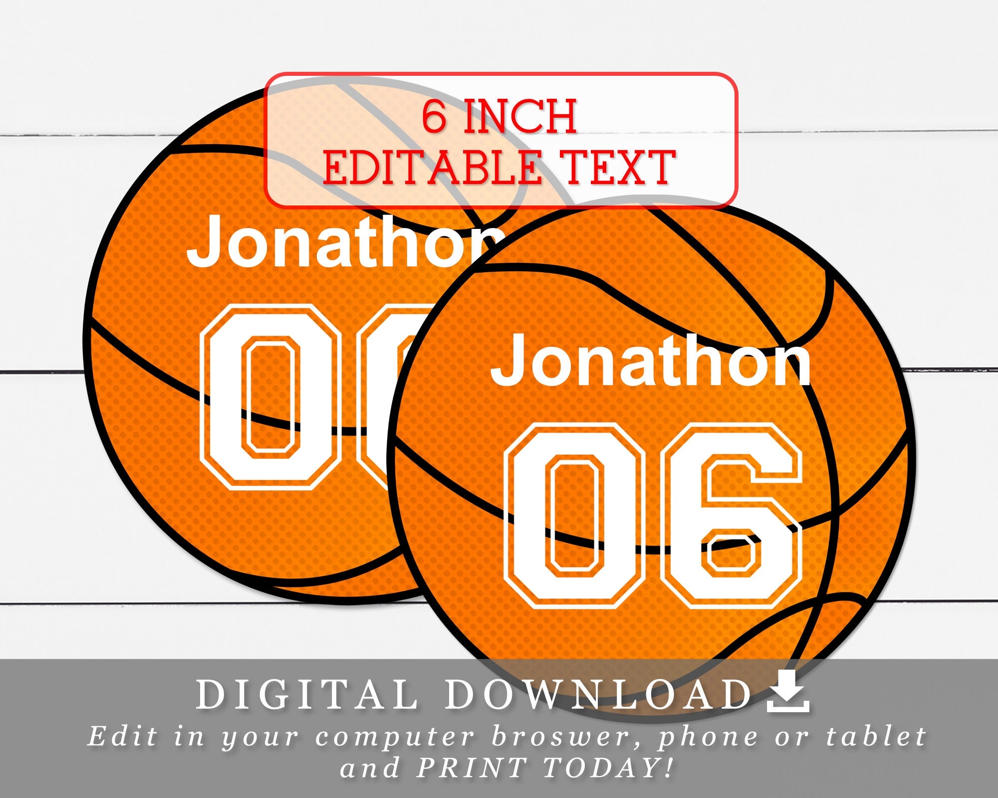 6 Basketball Printable Circle Tags With Editable Names And Numbers Worksheets Library