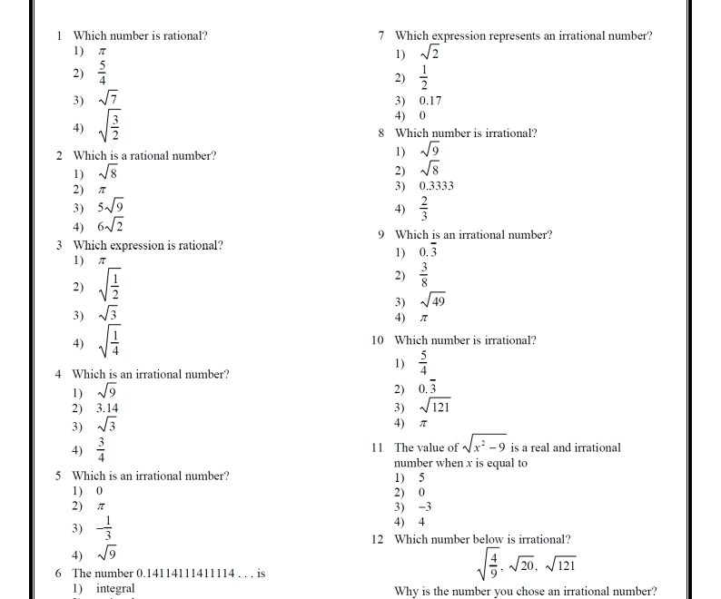 8th Grade Common Core Math Worksheets
