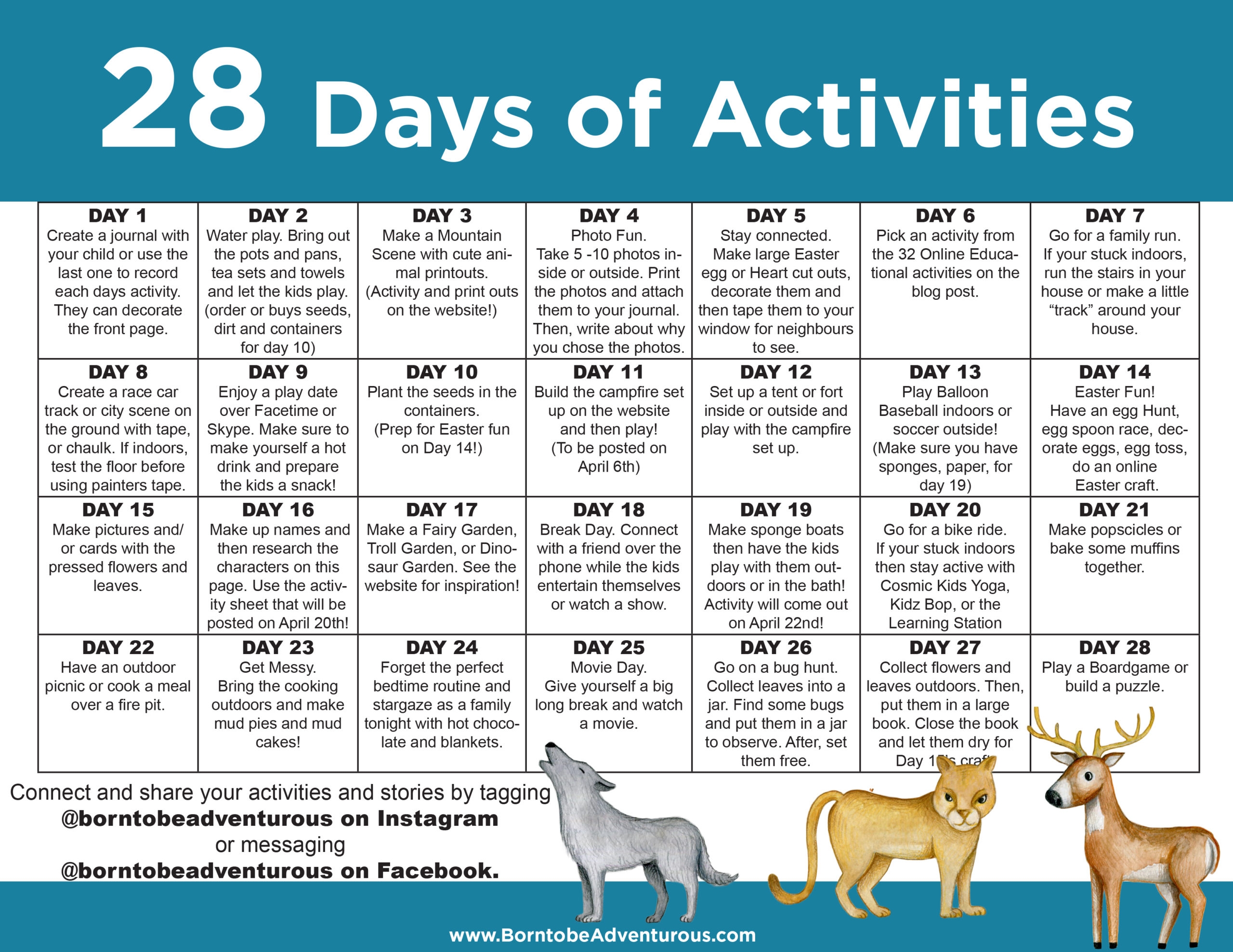 Activity Calendar For Kids Free Printable 