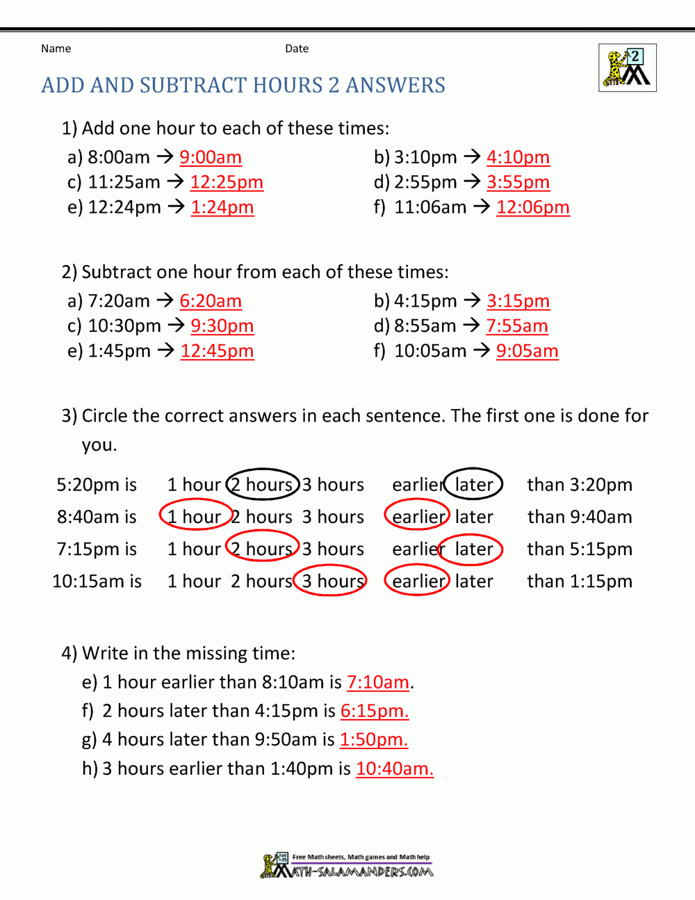Add And Subtract Time Worksheets Worksheets Library