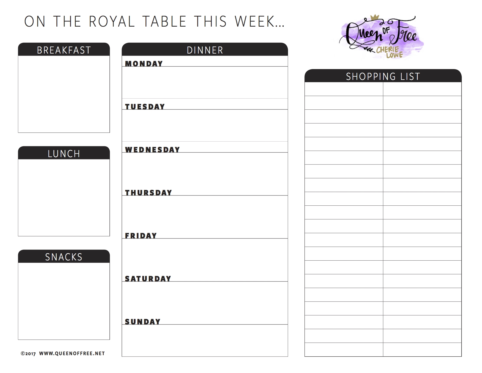Free Printable Menu Planner And Shopping List