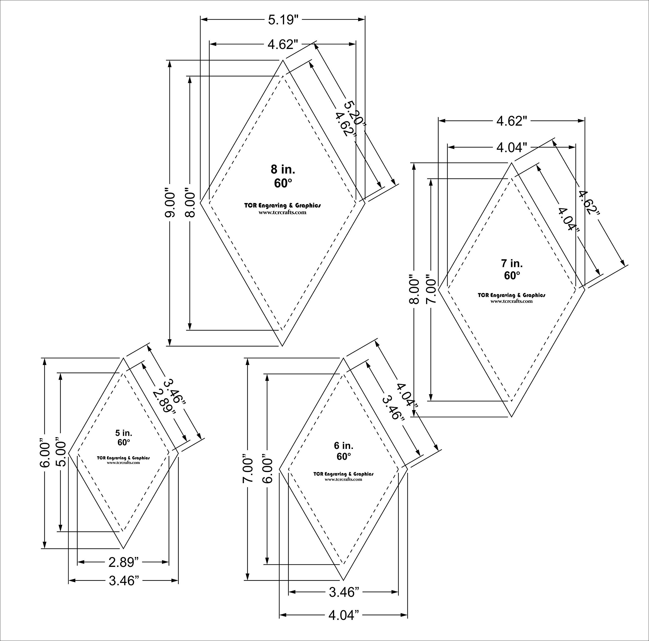 Amazon Diamond Templates 5 Inch 6 Inch 7 Inch 8 Inch Clear 1 8 Inch 60 Degree