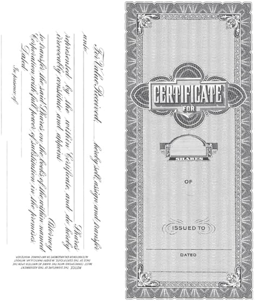 Amazon Goes 73 Corporate Stock Certificate Certificate Paper Stock Size 8 1 2 X 15 Printable Laser Or Ink Jet Compatiable Pack Of 10 Office Products