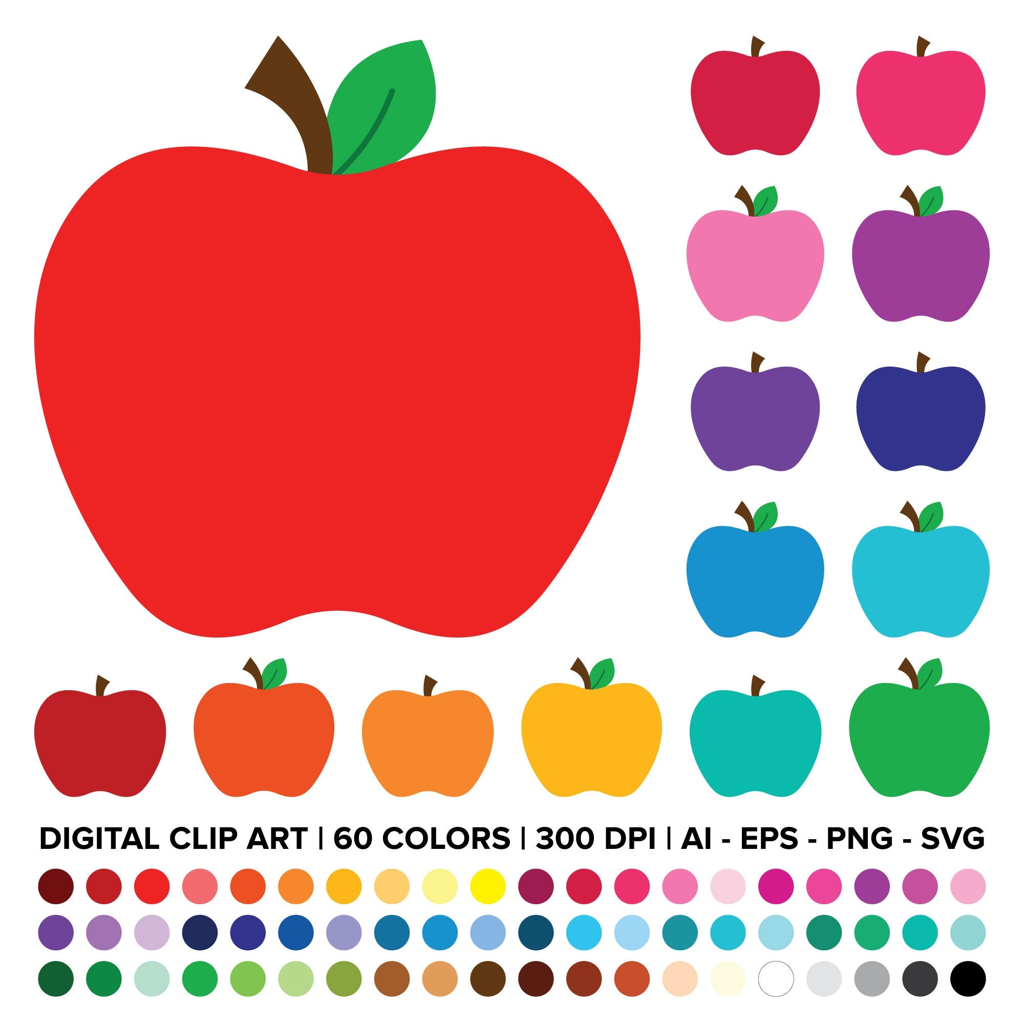 Apple Pattern Printable Color Clipart