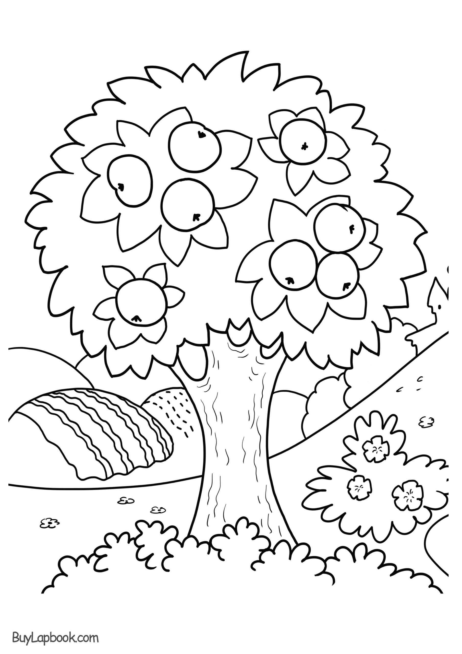 Printable Coloring Pictures Of Apple Trees