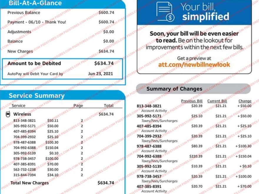 ATT Bill Template PSD Stores