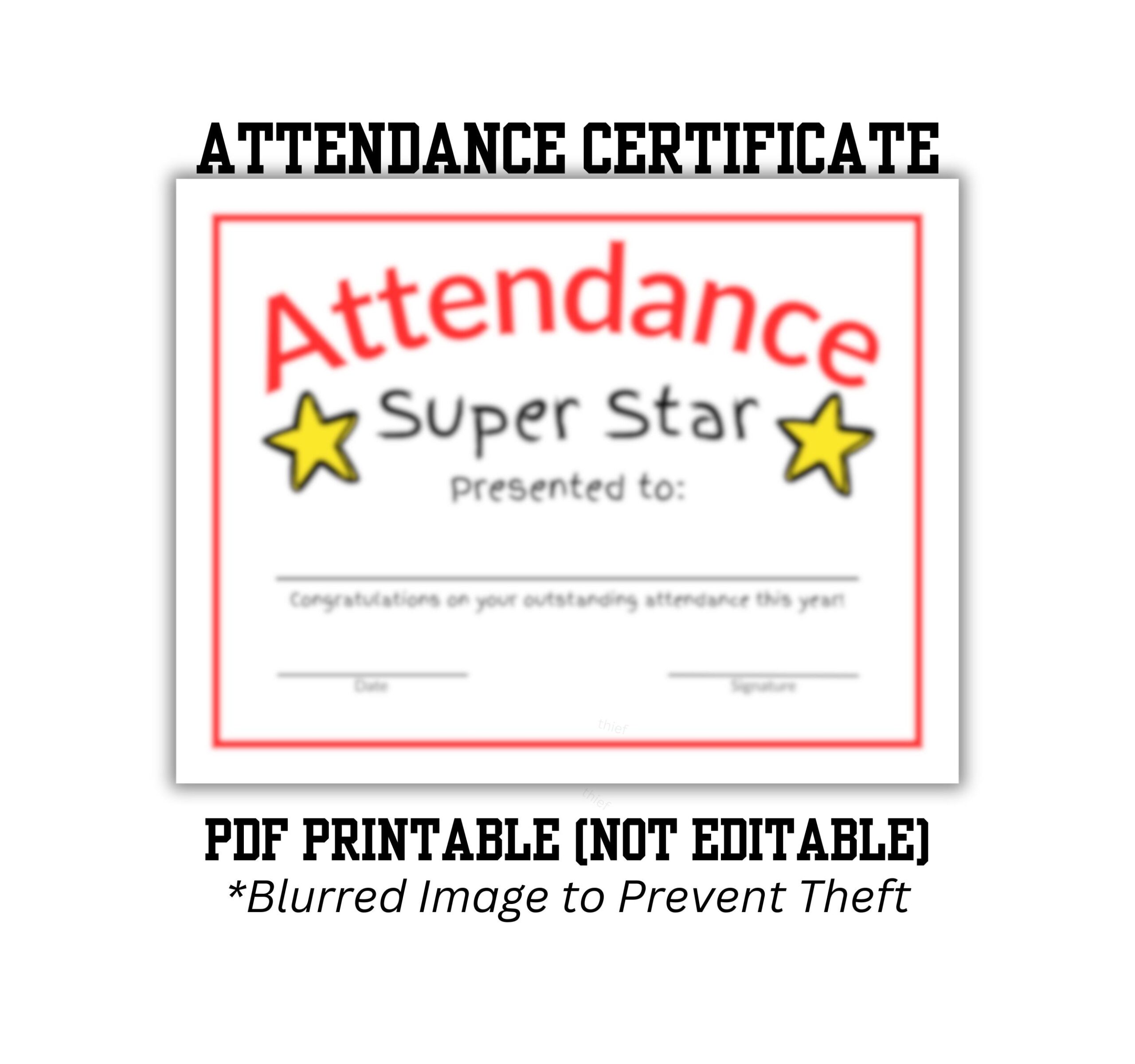 Printable Perfect Attendance Certificate