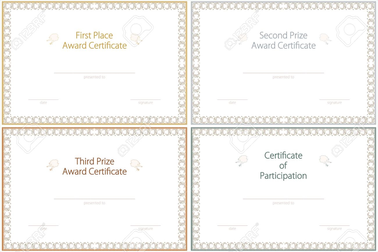 1st Place Certificate 3rd Place Certificate Printable
