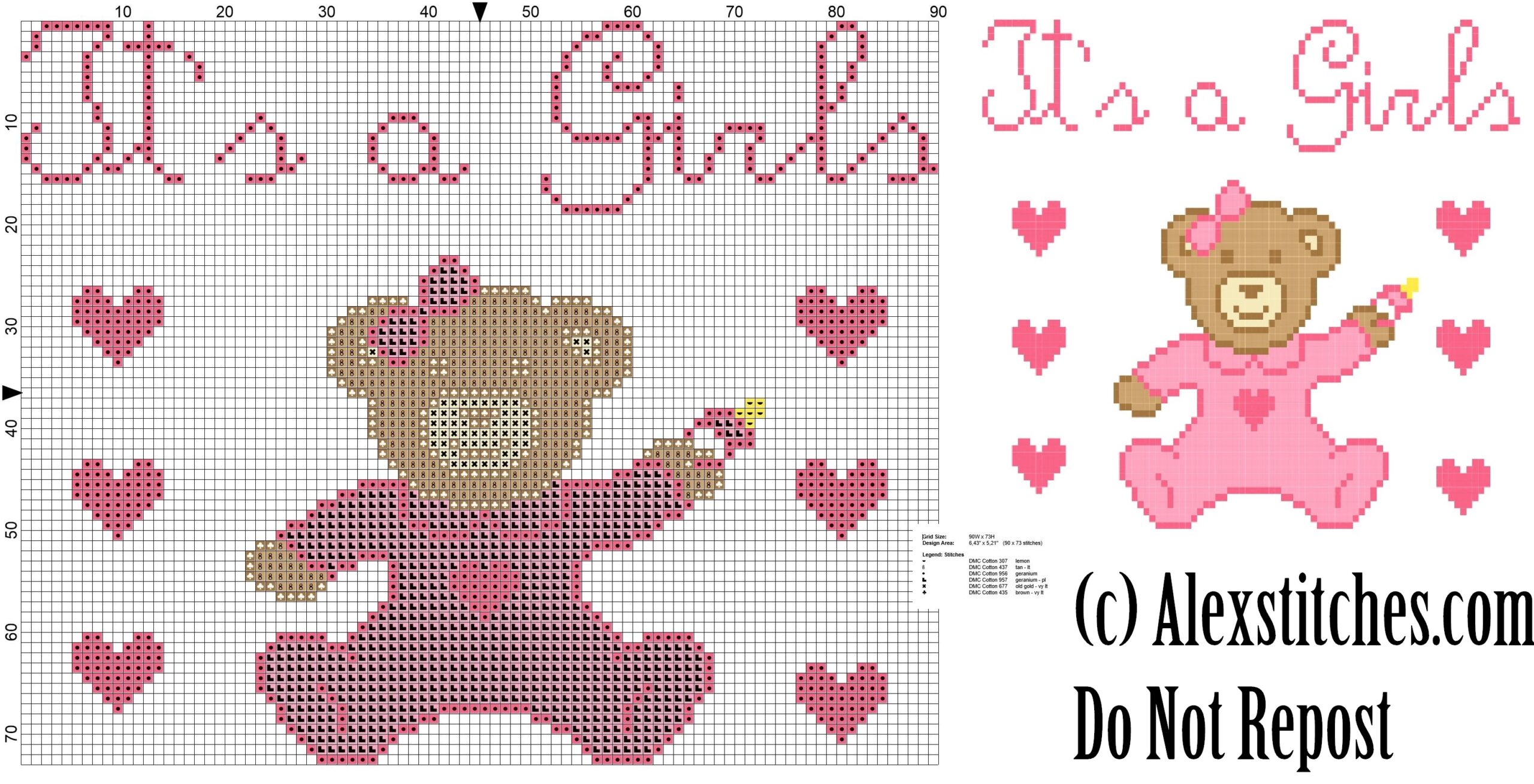 Baby Bear Onesie It S A Girls Birth Record Free Cross Stitch Pattern Free Cross Stitch Patterns By Alex